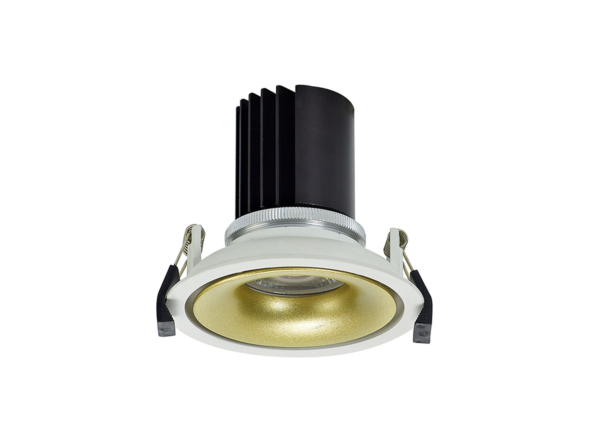 DM202108  Bolor 12 Tridonic Powered 12W 2700K 1200lm 12° CRI>90 LED Engine White/Gold Fixed Recessed Spotlight; IP20